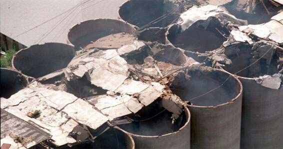 silos após explosão